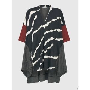 Alembika Kat Crinkle Trapeze Top Size XS Red Black Lagenlook Style Oversized